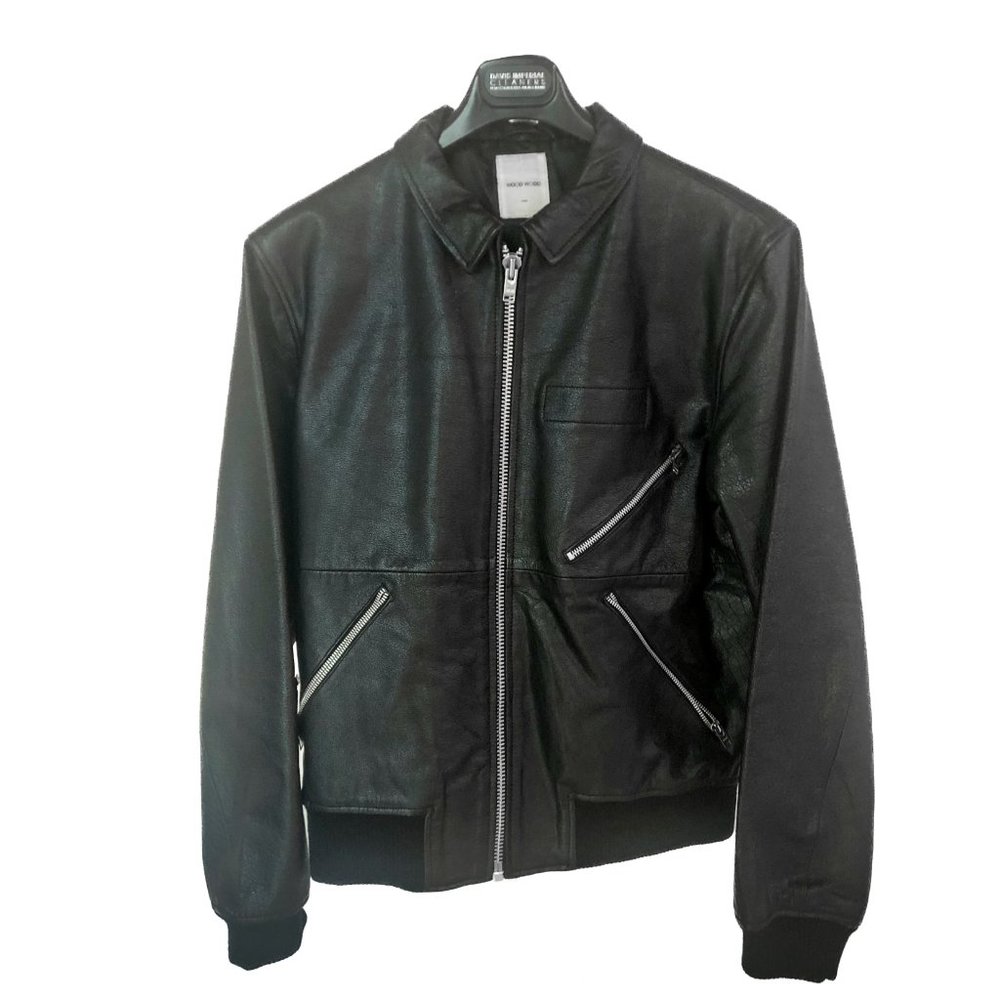 Wood Wood Buffalo Leather Men's Jacket, Size L